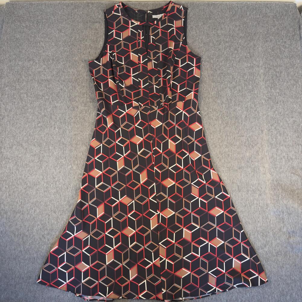 Classiques Entier Dress Womens 14 Black Red Geometric Fit Flare Sleeveless